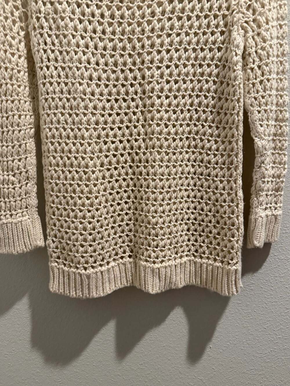American Eagle Outfitters Cream Open Knit Crochet Fisherman Pullover Sweater - Picture 9 of 11